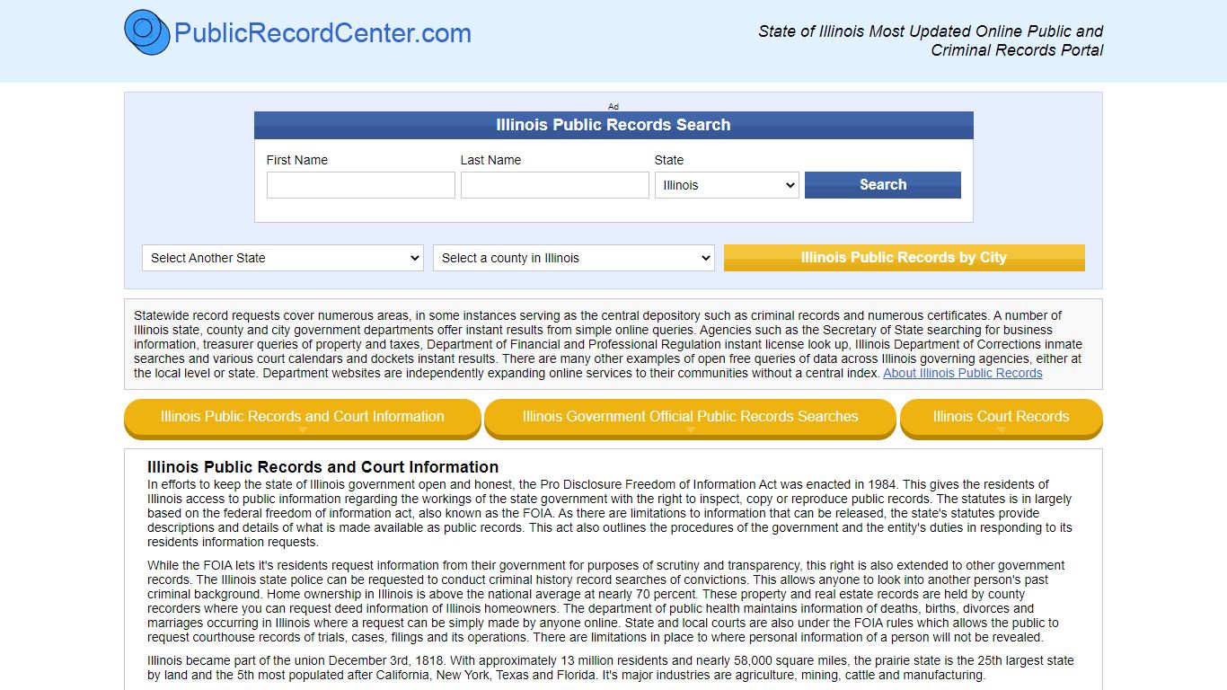 Illinois Free Public Records, Criminal Records And Background Checks